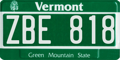 VT license plate ZBE818