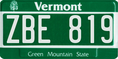 VT license plate ZBE819
