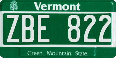 VT license plate ZBE822