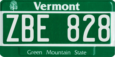 VT license plate ZBE828