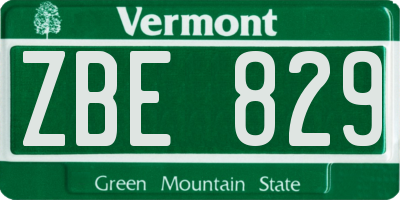 VT license plate ZBE829