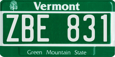 VT license plate ZBE831