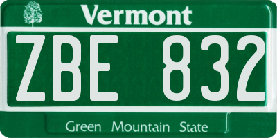 VT license plate ZBE832