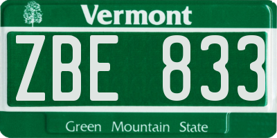VT license plate ZBE833