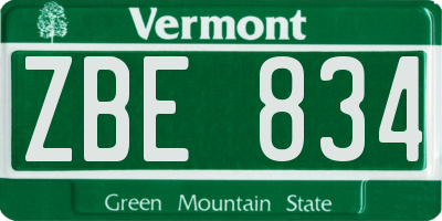 VT license plate ZBE834