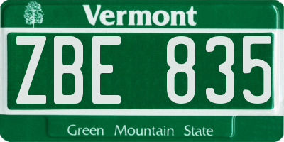 VT license plate ZBE835
