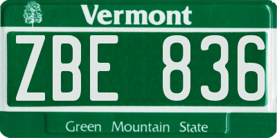 VT license plate ZBE836