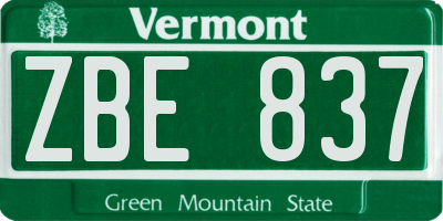 VT license plate ZBE837
