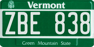VT license plate ZBE838