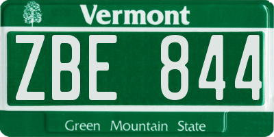 VT license plate ZBE844