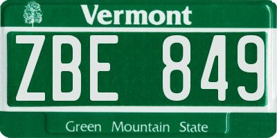 VT license plate ZBE849