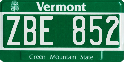 VT license plate ZBE852