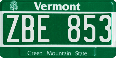 VT license plate ZBE853