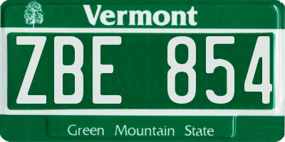 VT license plate ZBE854