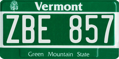 VT license plate ZBE857