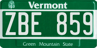 VT license plate ZBE859