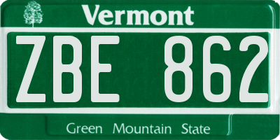 VT license plate ZBE862