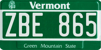 VT license plate ZBE865
