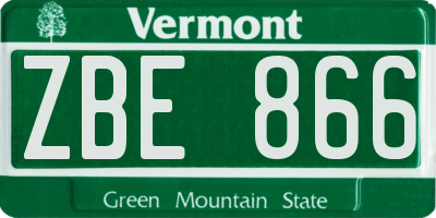 VT license plate ZBE866
