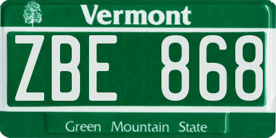 VT license plate ZBE868