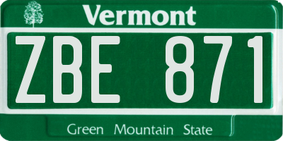 VT license plate ZBE871