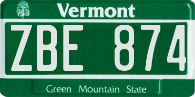VT license plate ZBE874