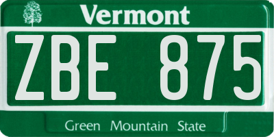 VT license plate ZBE875