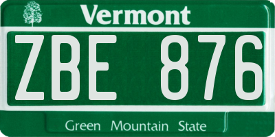 VT license plate ZBE876