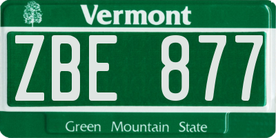 VT license plate ZBE877