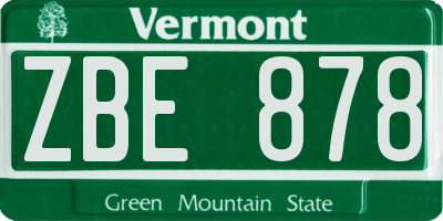 VT license plate ZBE878
