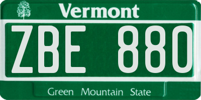 VT license plate ZBE880