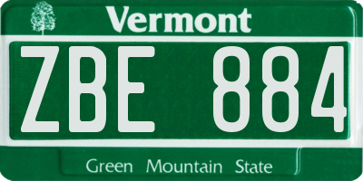 VT license plate ZBE884