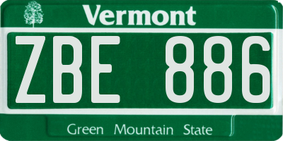 VT license plate ZBE886