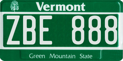 VT license plate ZBE888