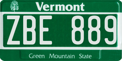 VT license plate ZBE889