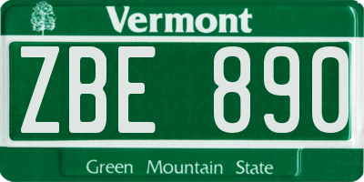 VT license plate ZBE890