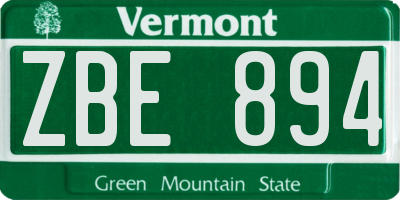 VT license plate ZBE894
