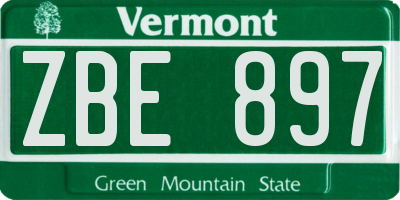VT license plate ZBE897