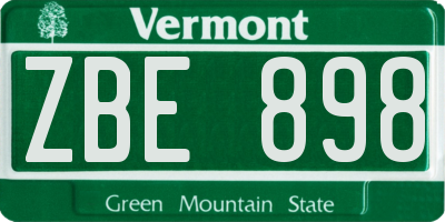 VT license plate ZBE898