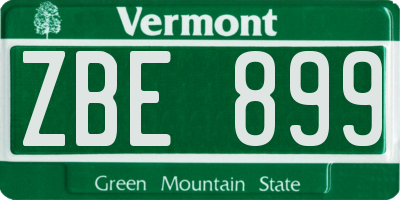 VT license plate ZBE899