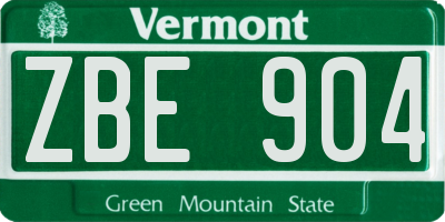 VT license plate ZBE904
