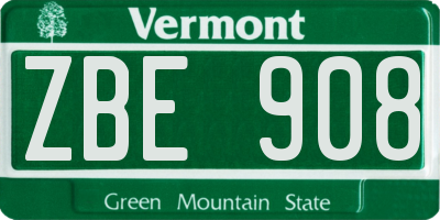 VT license plate ZBE908