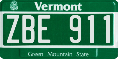 VT license plate ZBE911