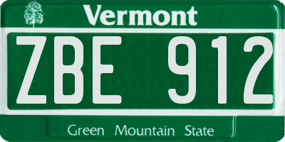 VT license plate ZBE912