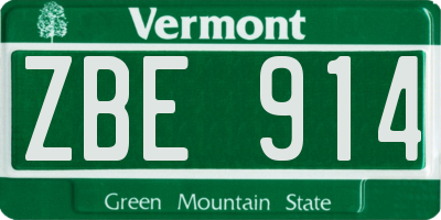 VT license plate ZBE914