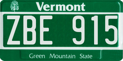 VT license plate ZBE915