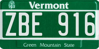 VT license plate ZBE916