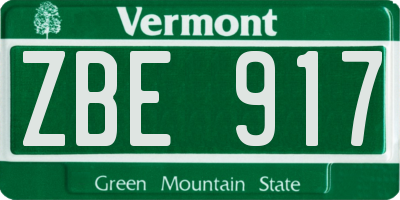 VT license plate ZBE917
