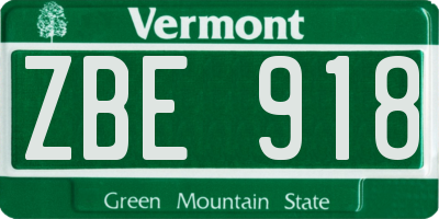 VT license plate ZBE918