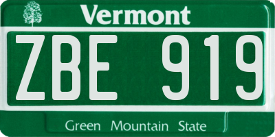 VT license plate ZBE919